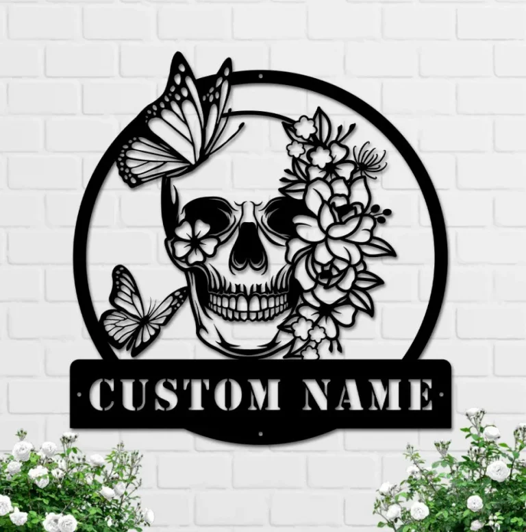 Personalized Sugar Skull Metal Sign, Custom Skull Wall Art, Skull Decor, Man Cave Decor, Skull Metal Art, Skull Name Sign, Skull Wall Hanging