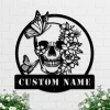 Personalized Sugar Skull Metal Sign, Custom Skull Wall Art, Skull Decor, Man Cave Decor, Skull Metal Art, Skull Name Sign, Skull Wall Hanging