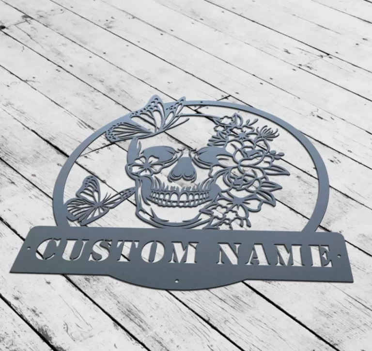 Personalized Sugar Skull Metal Sign, Custom Skull Wall Art, Skull Decor, Man Cave Decor, Skull Metal Art, Skull Name Sign, Skull Wall Hanging