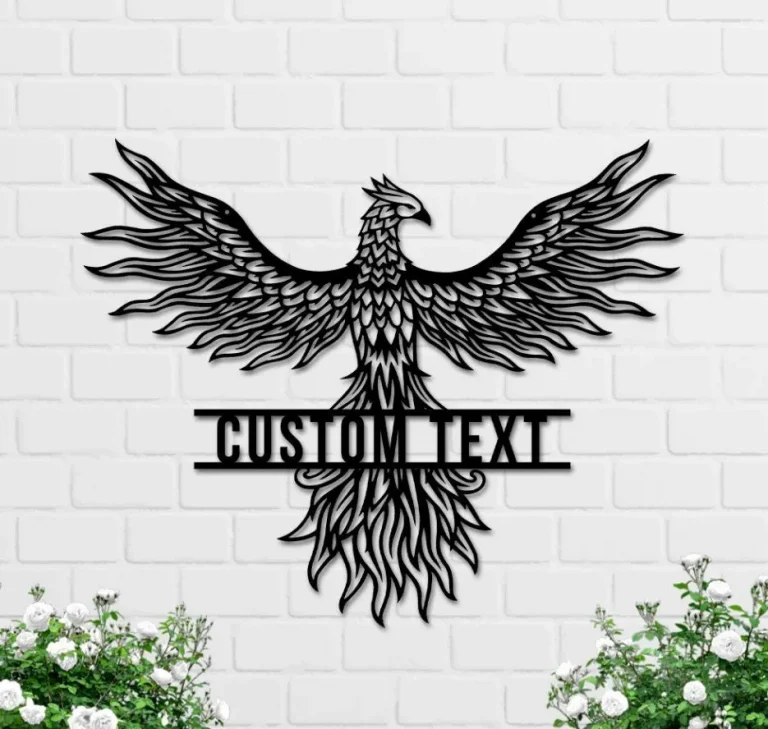 Personalized Rising Phoenix Metal Wall Art, Phoenix Metal Wall Decor, Phoenix Metal Sign, Metal Wall Hangings, Home Decor, Custom Name Sign