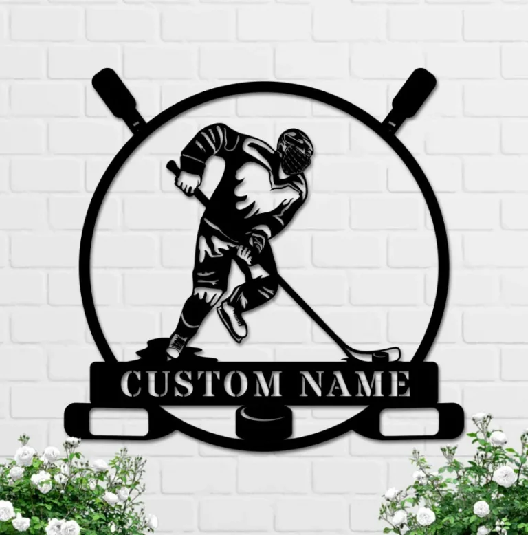 Hockey Player Name Sign, Custom Hockey Metal Sign, Hockey Stick Sign, Gift For Hockey Player, Personalized Hockey Wall Art, Hockey, Ice Hockey