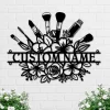 Custom Artist Floral Makeup Tool Metal , Beauty Cosmetics, Personalized Makeup Shop Name Sign, Decoration Hanging For Home, Makeup Decor