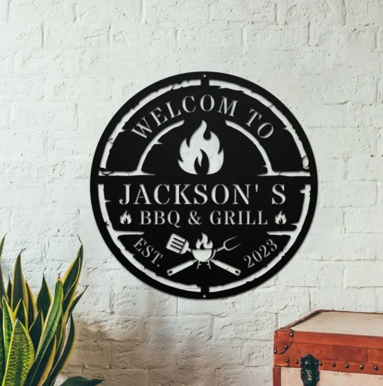 Personalized Grilling Metal Sign, Bbq & Grill Metal Sign, Bbq Decor, Grilling Gift, Custom Bbq Sign, Bar N Grill Metal Wall Art, Backyard Decor