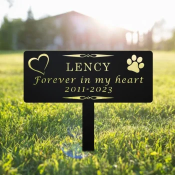 Custom Memorial Pet Dog Plaque With Stake, Personalized Dog Yard, Dog Memorial Stake, Heart With Dog, Pet Grave Marker, Remembrance Stake