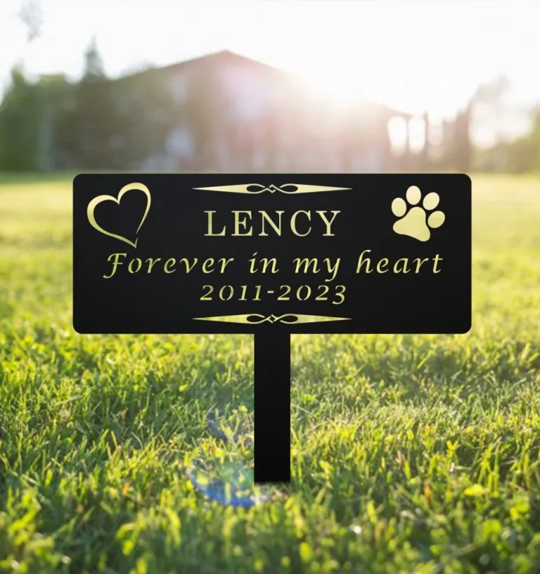 Custom Memorial Pet Dog Plaque With Stake, Personalized Dog Yard, Dog Memorial Stake, Heart With Dog, Pet Grave Marker, Remembrance Stake