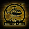 Helicopter Metal Sign With Led Lights, Custom Helicopter Metal Sign, Pilot Gifts, Personalized Aviation Signs, Home Decor, Plane Metal Sign