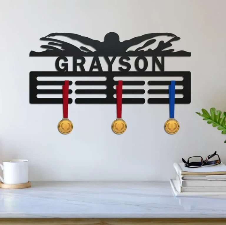 Custom Metal Swimming Medal Holder, Swim Medal Hanger, Medal Display, Medal Holder With Name Display, Rack For Awards Swimming Display