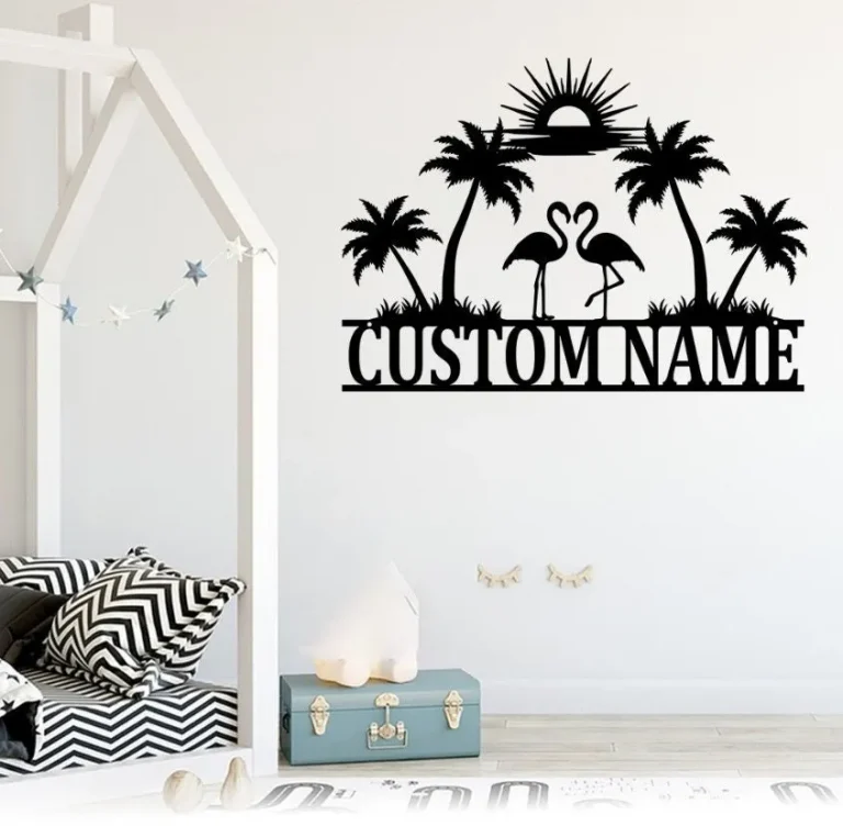 Personalized Flamingo Metal Sign, Flamingo Sign, Summer Gift, Flamingo, Beach House Decor, Palm Tree Sign, Tiki Bar Decor, Unique Gift