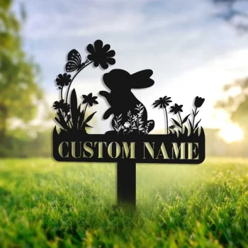 Personalized Bunny Stake Sign, Rabbit Sign With Stake, Pet Loss, Custom Rabbit Garden Decor, Year Of Rabbit Gift, Pet Grave Marker, Outdoor Decor