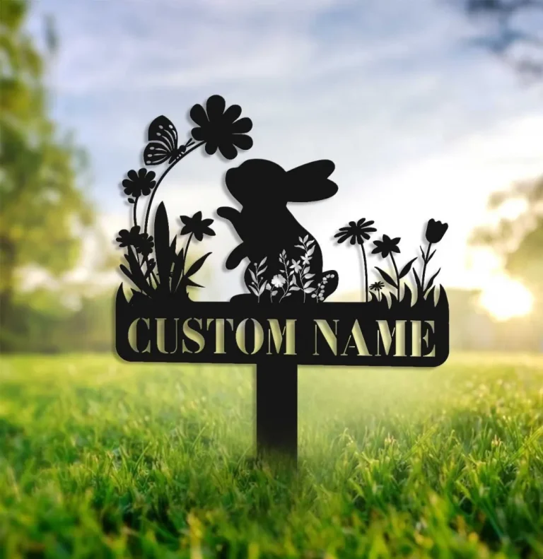 Personalized Bunny Stake Sign, Rabbit Sign With Stake, Pet Loss, Custom Rabbit Garden Decor, Year Of Rabbit Gift, Pet Grave Marker, Outdoor Decor