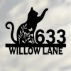 Custom Cat House Number Sign Custom Address Number Marker House Numbers Sign Address Sign Metal Address Plaque Outdoor Decor