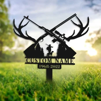 Hunting Memorial Stake, Personalized Hunter Memorial, Hunting Lost, Hunter Loss, Metal Stake, Sympathy Sign, Grave Marker, Fishing Memorial