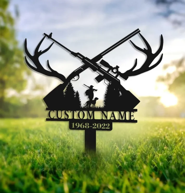 Hunting Memorial Stake, Personalized Hunter Memorial, Hunting Lost, Hunter Loss, Metal Stake, Sympathy Sign, Grave Marker, Fishing Memorial