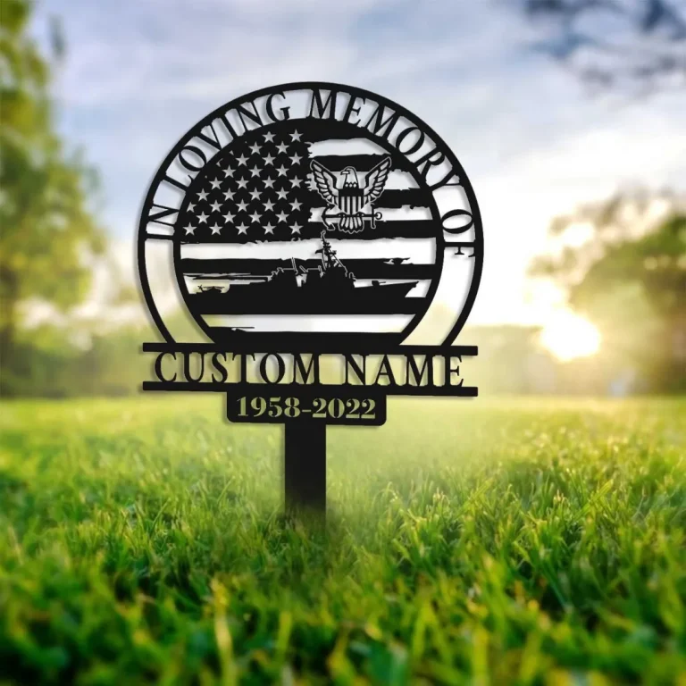 Custom Us Navy Veteran Sympathy Plaque, Custom Memorial Stake Us Navy Ship Plaque, Grave Marker, Loss Of Father Gift, Dad Bereavement Gift