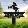 Bike Rider Memorial, Dirt Bike Stake, Biker Cross, Personalized Cemetery Stake, In Memorial Of Gift, Fathers Day Gift, Grave Marker, Dad Gift