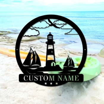 Custom Sailing Metal Wall Art, Custom Lighthouse Metal Sign, Nautical Decor, Sailboat Name Sign, Sailing Sign, Beach House Gifts, Lighthouse Sign