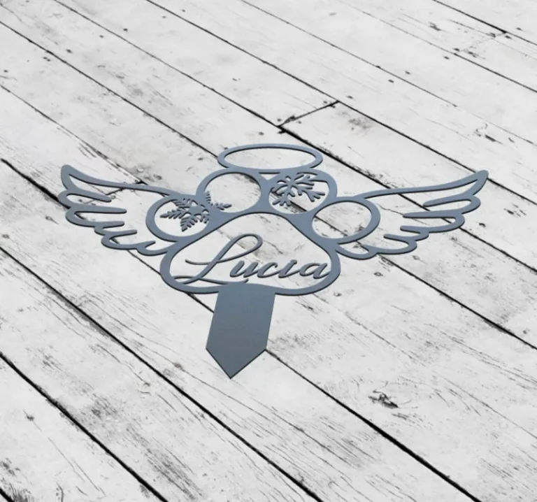 Custom Dog Memorial Stake With Paw And Wings, Metal Dog Garden Stake Sign, Personalized Dog Name Yard Stake, Metal Dog Pet Memorial Marker