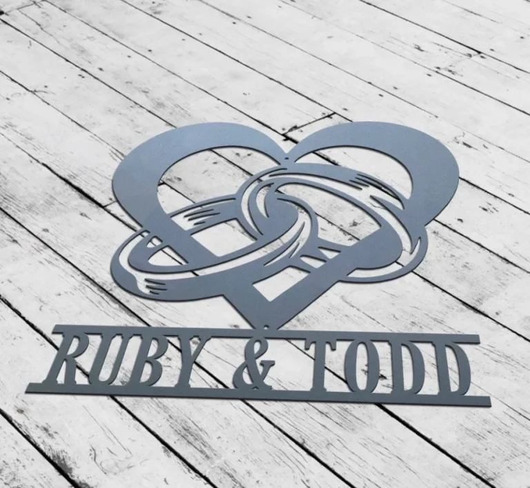 Custom Wedding Rings Metal Wall Art, Personalized Wedding Gift For Couple, Family Name Sign, Wedding Sign, Wedding Decor, Bridal Shower Gift