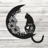 Cat And Moon Metal Wall Art, Cat Wall Decor, Cat Lover Gift, Animal Decor, Home Decor, Housewarming Gift, Cat Gift Sign, Cat On Moon