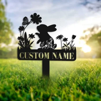 Personalized Bunny Stake Sign, Rabbit Sign With Stake, Pet Loss, Custom Rabbit Garden Decor, Year Of Rabbit Gift, Pet Grave Marker, Outdoor Decor