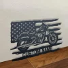 Personalized Us Flag Motorcycle Metal Sign, Motorbike Metal Art, Metal Garage Sign, Men Cave Sign, Fathers Gift, Motorcross Metal Sign