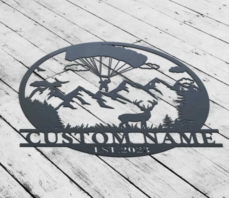 Custom Parachuting Skydiving Metal Sign, Parachuting Skydiving Monogram Metal Sign, Skydiving Wall Hanging For Decoration, Parachuting Sign