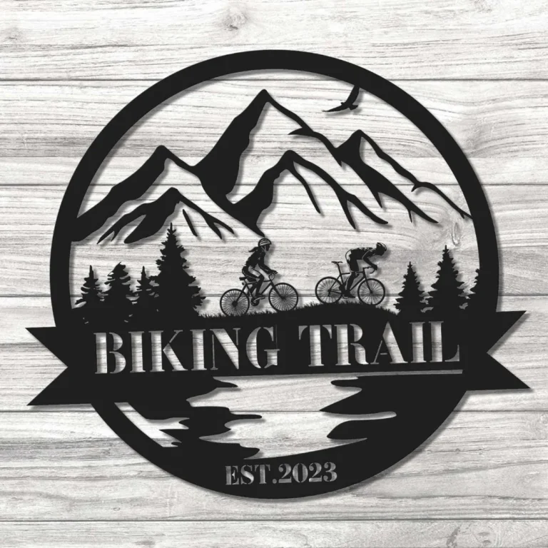 Mountain Biking Sign, Personalized Metal Biking Sign, Moab Bike Riding Bicycle Metal Wall Art, Bicycle Lovers Gift, Custom Biking Couple