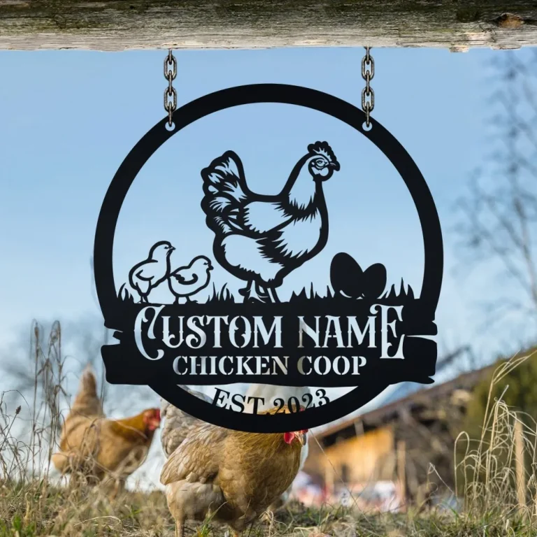 Personalized Chicken Coop Sign Name, Hen House Sign, Chicken Coop Wall Art, Custom Chicken Coop Metal Sign, Barn Decor, Farm Decor, Farm Decor