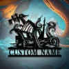 Custom Ship Octopus Tentacles Metal Wall Art Personalized Kraken Octopus Name Sign Home Decor Ocean Sea Monster Decoration Gift Octopus Sign