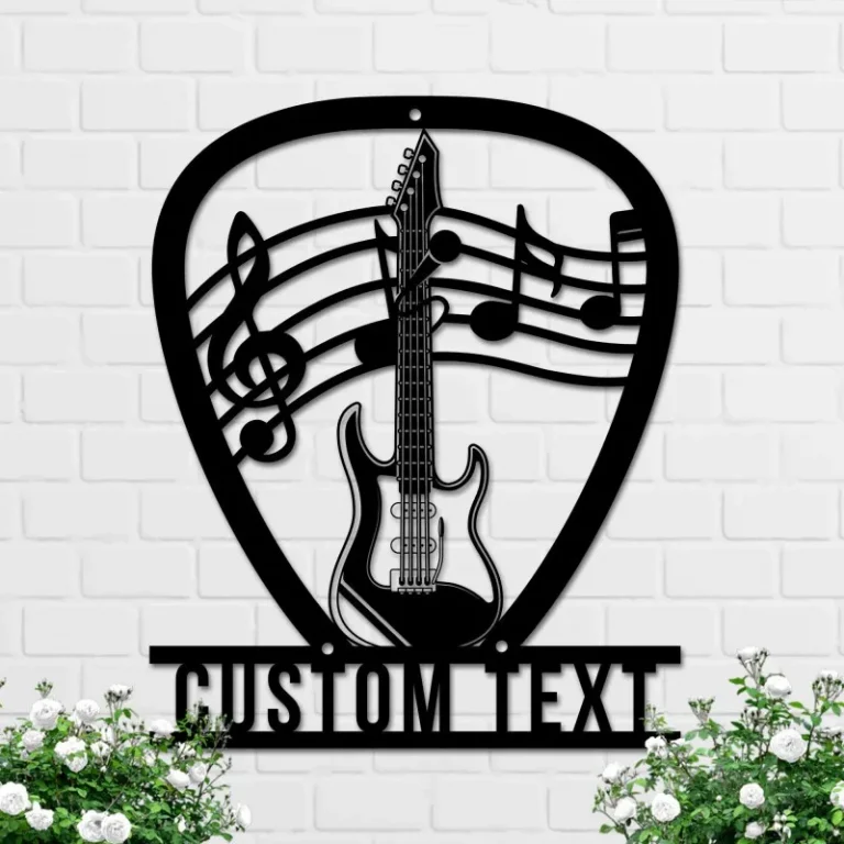 Personalized Guitar Pick Metal Wall Art, Music Room Decor, Guitar Pick Sign, Musical Instruments, Music Room, Guitar Drums Keyboard, Gift