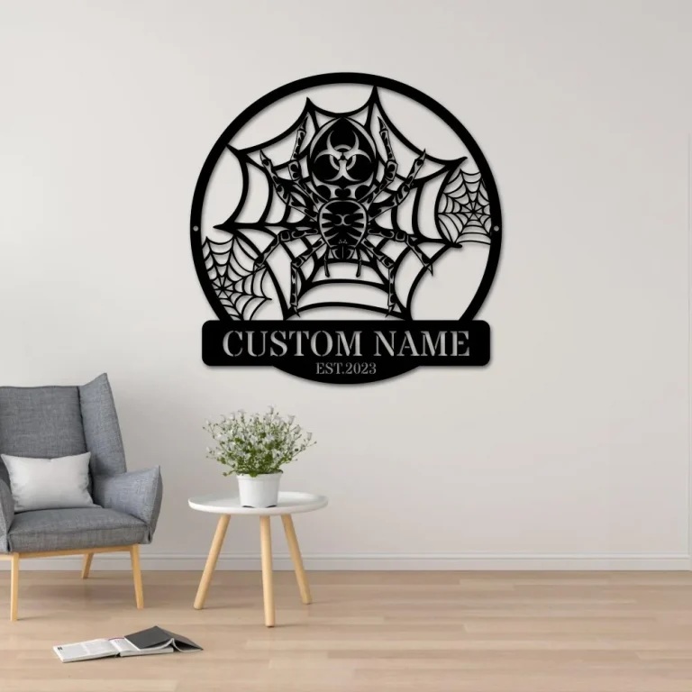 Custom Spider Metal Wall Art Spider Sign Personalized Spider Lover Name Sign Home Decor Kid Nursery Decoration Halloween Christmas Birthday