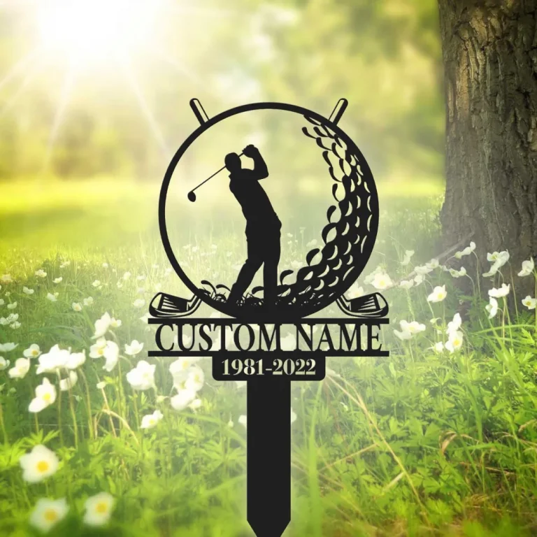 Custom Golfer Memorial Stake, In Memorial Of Gift, Personalized Cemetery Stake, Grave Marker, Golfer Cross, Golfer Loss, Fathers Day Gift