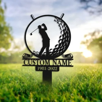 Custom Golfer Memorial Stake, In Memorial Of Gift, Personalized Cemetery Stake, Grave Marker, Golfer Cross, Golfer Loss, Fathers Day Gift