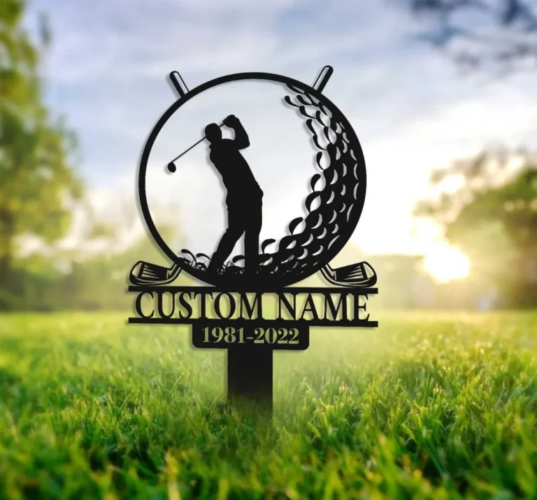 Custom Golfer Memorial Stake, In Memorial Of Gift, Personalized Cemetery Stake, Grave Marker, Golfer Cross, Golfer Loss, Fathers Day Gift