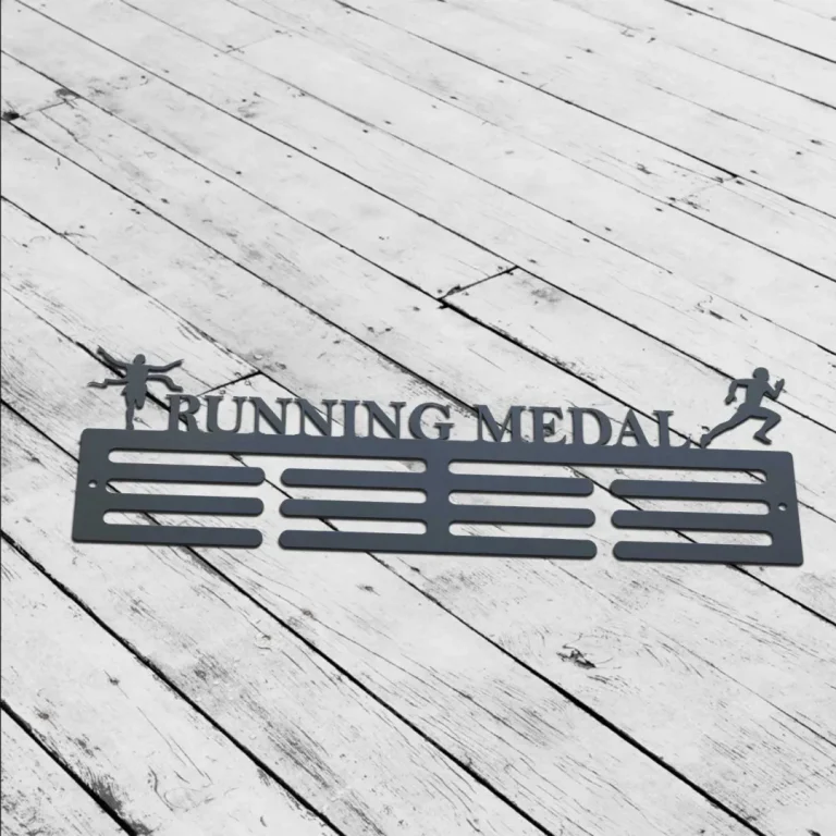 Running Custom Name Medal Hanger Monogram, Kids Room Sports Decor, Running Sign, 12 Rungs For Medals & Ribbons, Medal Display, Sports Medals