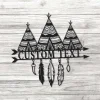 Custom Native American Teepee Metal Wall Art, Camping Housewarming, Native American Teepee Sign, Personalized Indian Name Sign Home Decor