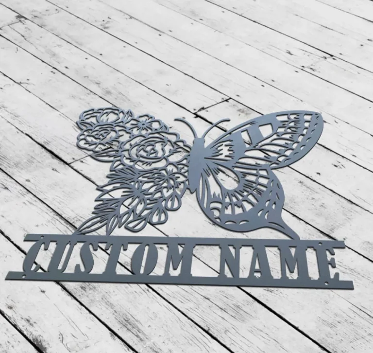 Custom Butterfly Wall Art, Butterfly Metal Sign, Butterfly Floral Sign, Garden Decor, Personalized Sign Name, Indoor Decor, Room Decoration