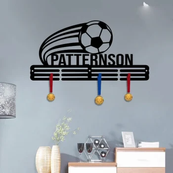 Medal Holder Display Rack For Awards And Ribbons, Custom Name Soccer Medal Hanger, Tiered Award Rack, Soccer Team Gift Decor Gift For Son