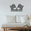 Racing Flag Sign - Custom Start Finish Racing Flag Metal Wall Art - Personalized Race Checkered Flag Name Sign Home Decor-ideal Home Decor