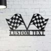 Racing Flag Sign - Custom Start Finish Racing Flag Metal Wall Art - Personalized Race Checkered Flag Name Sign Home Decor-ideal Home Decor