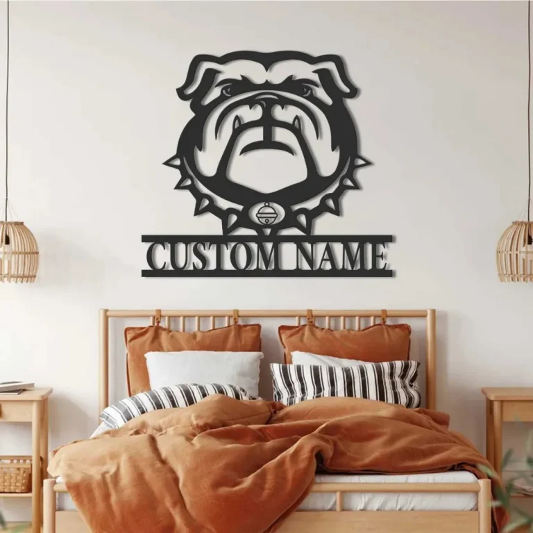 Custom Bulldog Metal Wall Art - Bulldog Metal Sign - Personalized Dog Lover Name Sign Home Decor - Bulldog Gift Lover- Bulldog Sign