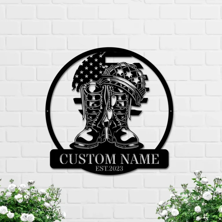 Military Boots Metal Wall Decor, Military Boots Fallen Soldier Metal Sign Art, Us Army Name Sign, Custom Fallen Soldier Metal Wall Art, Gift