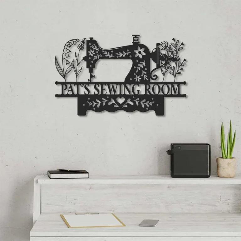 Custom Sewing Machine Metal Sign, Personalized Sewing Room, Sewing Machine Sign, Custom Sewing Machine Wall Art, Custom Monogram Sewing Machine