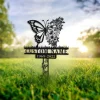 Custom Butterflies Memorial Stake, Garden Decor, In Loving Memory, Butterflies And Flower, Metal Stake, Sympathy Sign, Grave Marker