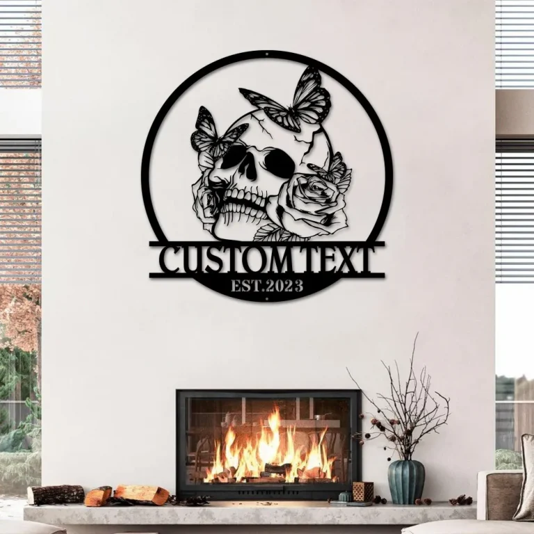 Personalized Sugar Skull Metal Sign, Custom Skull Wall Art For Room Decor, Man Cave Decor, Skull Metal Art, Skull Name Sign, Skull Wall Hanging