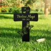 Custom Butterfly Memorial Cross Stake Metal, Cross With Heart, Butterfly Garden Stakes, Sympathy Sign, Grave Marker, Garden Stake For Loss Of Pet