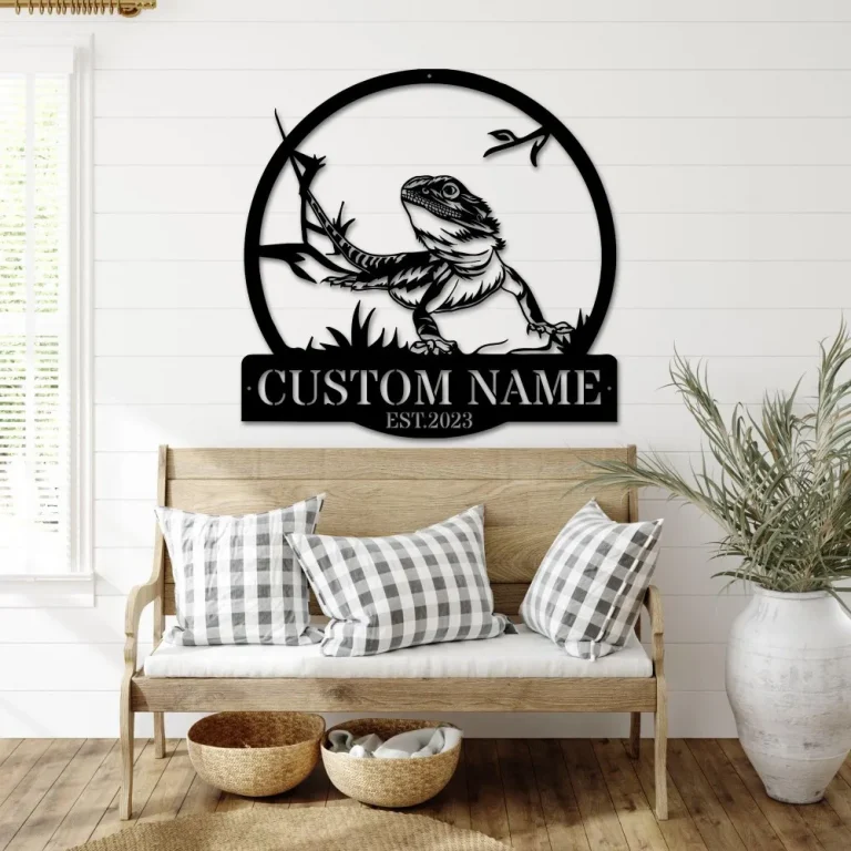 Custom Bearded Dragon Metal Wall Art Personalized Lizard Lover Name Sign Home Decor Kid Boy Girl Nursery Decor Christmas Gift Bearded Dragon