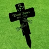 Custom Dragonfly Memorial Cross Stake Metal, Grave Marker Cemetery Stake, Cross With Hearts, Loss Of Loved One Sympathy, In Memory Of