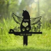 Personalized Cat Memorial Garden Stake, Rustic Rusty Metal Cat With Wings And Butterfly, Loss Of Cat Grave Marker, Sympathy Outdoor Decor