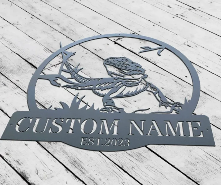 Custom Bearded Dragon Metal Wall Art Personalized Lizard Lover Name Sign Home Decor Kid Boy Girl Nursery Decor Christmas Gift Bearded Dragon